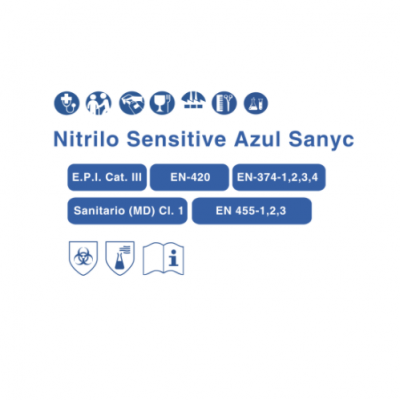 Guante Nitrilo Sensitive Azul Sanyc sin polvo T/Pequeña - 3