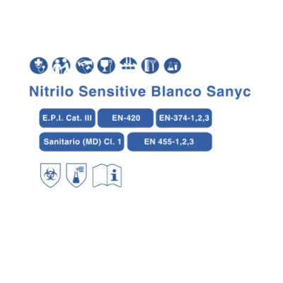 Nitrilo Sensitive Blanco Sanyc sin polvo T/ Extra grande - 3