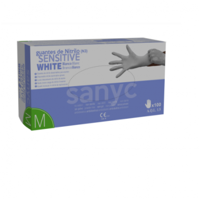 Nitrilo Sensitive Blanco Sanyc sin polvo T/ Extra grande - 2