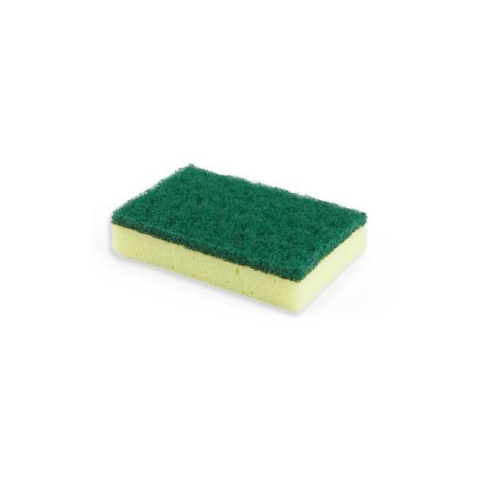 Estropajo verde de fibra con esponja . Paquete 6 und - 1