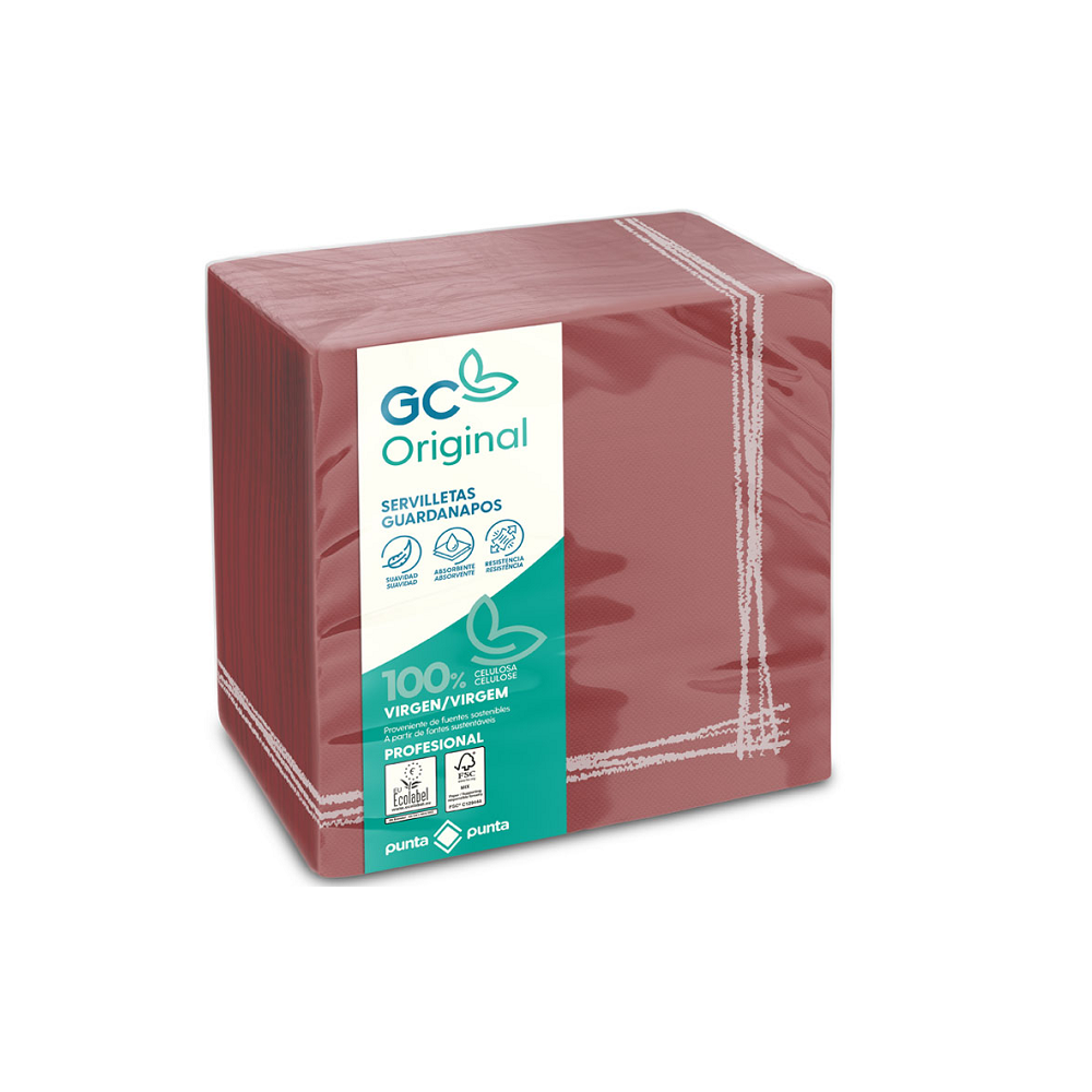 Servilletas Pasta P&P 40X40 Tokyo Burdeos Cenefa Blanco - 1