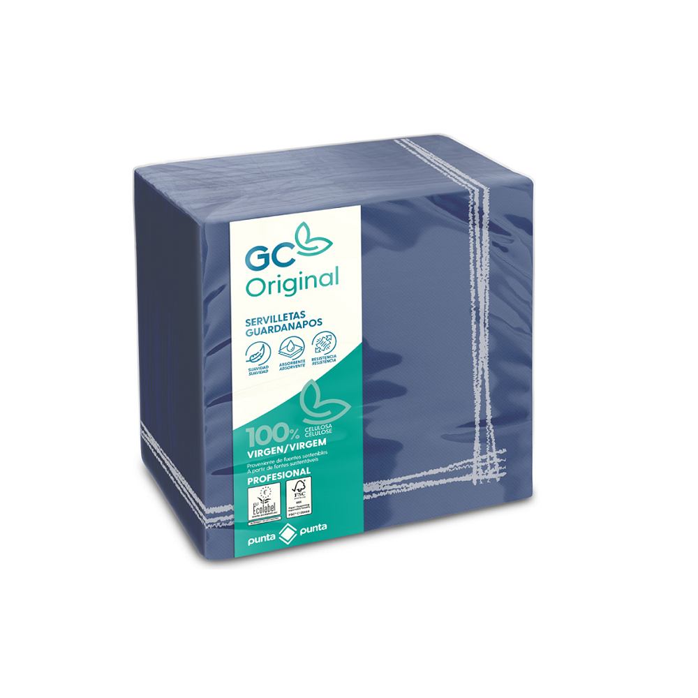 Servilletas Pasta P&P 40X40 Tokyo Azul Oscuro Cenefa Blanco - 1