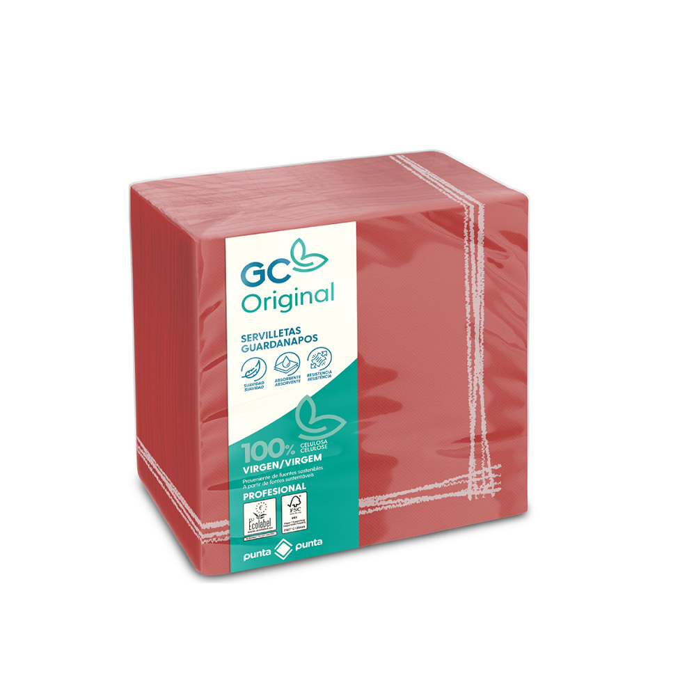 Servilletas Pasta P&P 40X40 Tokyo Rojo Cenefa Blanco - 1