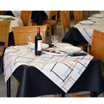 Mantel Papel Blanco 120x120 Deco. Marcos Naranja - 1