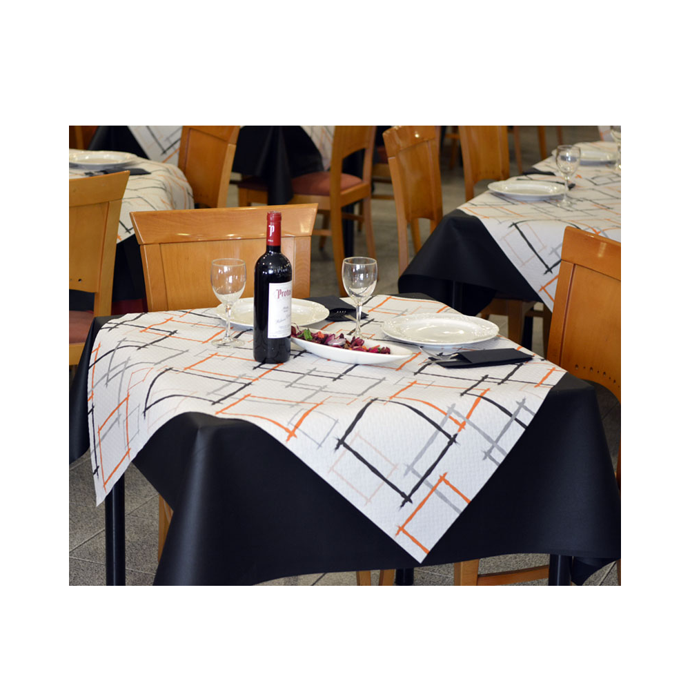 Mantel Papel Blanco 120x120 Deco. Marcos Naranja - 1