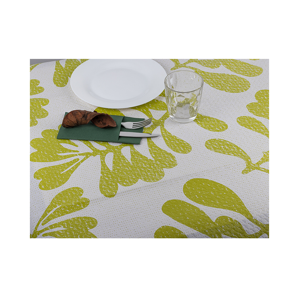 Mantel Papel Blanco 100x100 Deco. Carrasca Verde - 1