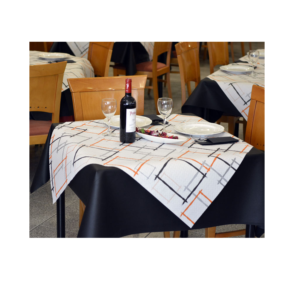 Mantel Papel Blanco 100x100 Deco. Marcos Naranja - 1