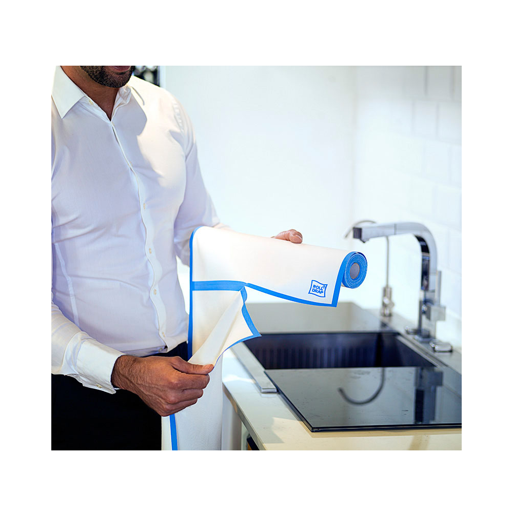 Roll Drap Paño Algodón Blanco Cenefa Azul 40x64 (10u/rollo) - 1