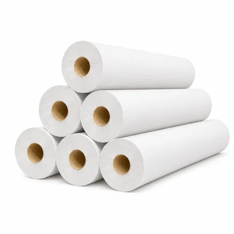 Rollo de camilla laminado de 60 m con precorte en caja de 6 rollos