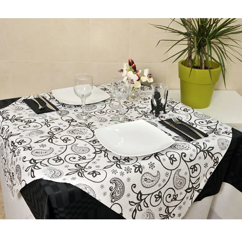 Mantel Papel Blanco 120x120 Deco. Cachemir - 1