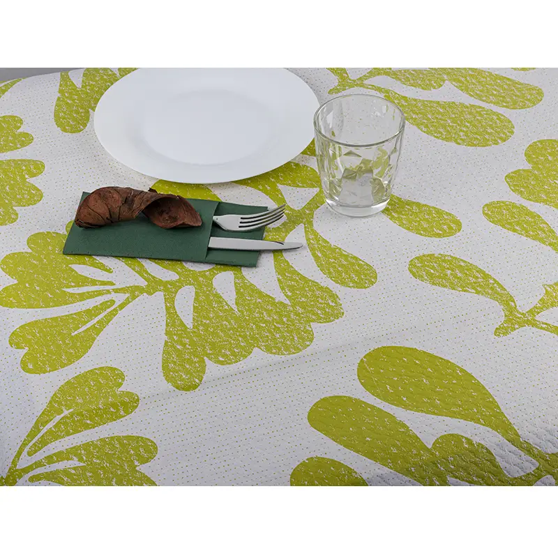 Mantel Papel Blanco 100x100 Deco. Carrasca Verde - 1