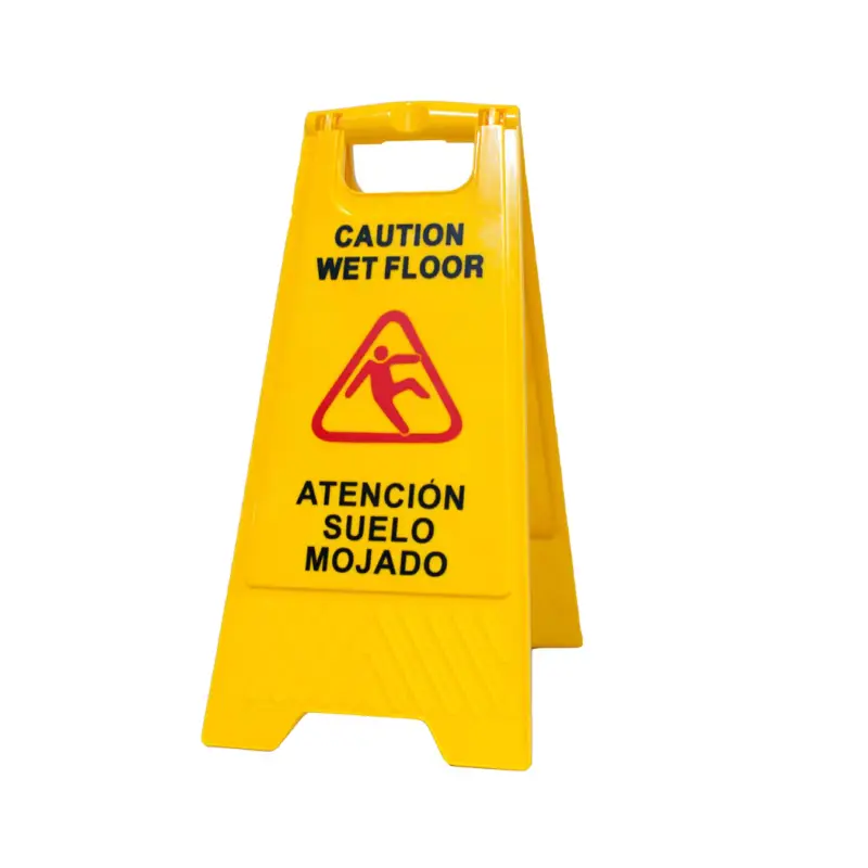 Señal de aviso suelo mojado (castellano - inglés) amarillo - 1