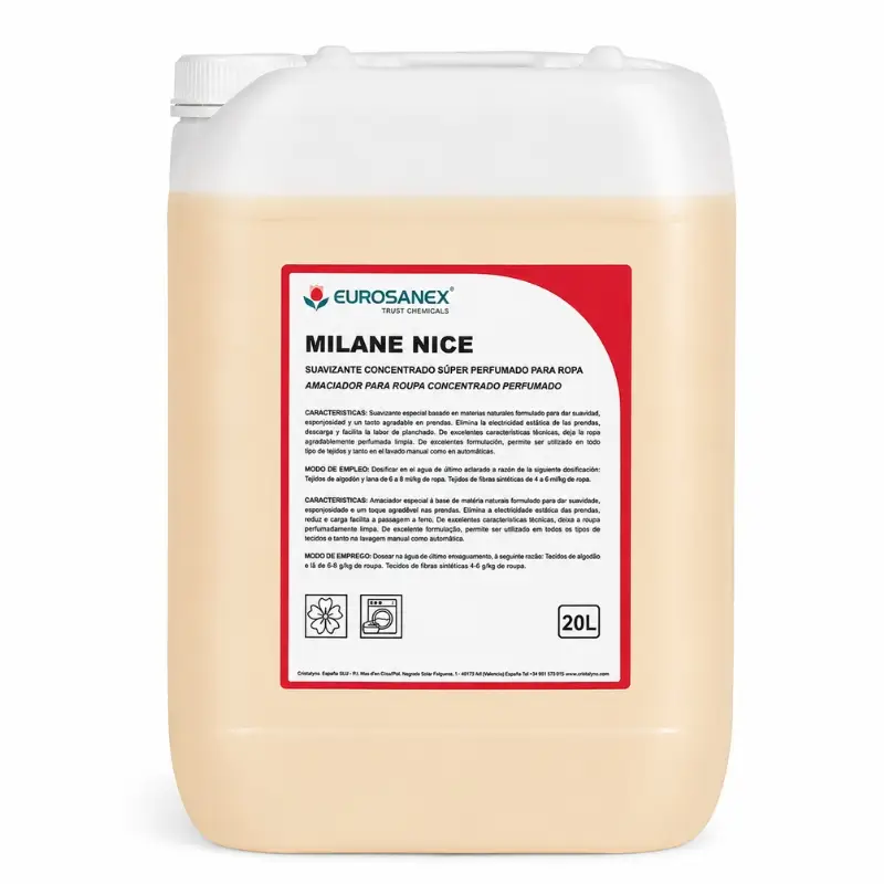 Milane Nice suavizante textil perfumado de 20 L para lavandería profesional